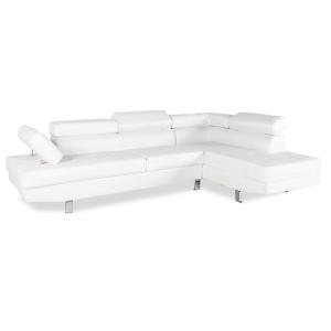 Canapé d'angle droit avec têtières relevables 5 places blan…