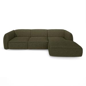 Canapé d'angle droit bouclette vert olive