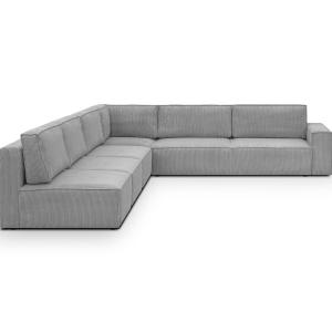 Canapé d'angle droit convertible 10 places en velours côtel…