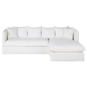 Canapé d'angle droit convertible 3/4 places en lin froissé…