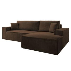 Canapé d'angle droit convertible 3 places marron