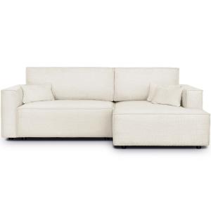 Canapé d'angle droit convertible 3 places - tissu bouclé be…