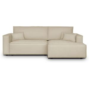 Canapé d'angle droit convertible 3 places - tissu chenille…