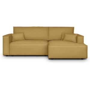 Canapé d'angle droit convertible 3 places - tissu chenille…