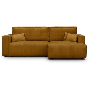 Canapé d'angle droit convertible 3 places - velours côtelé…