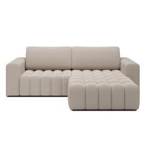 Canapé d'angle droit convertible 4 places en bouclette beig…