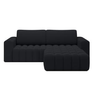 Canapé d'angle droit convertible 4 places en bouclette noir