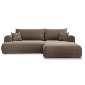 Canapé d'angle droit convertible 4 places en bouclette taup…