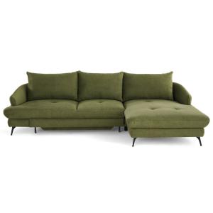 Canapé d'angle droit convertible 4 places en tissu texturé…
