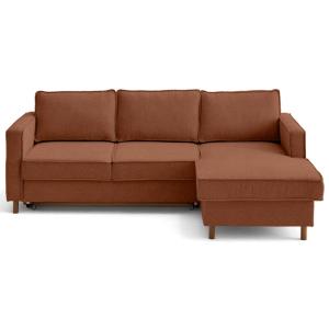 Canapé d'angle droit convertible 4 places en tissu velours…