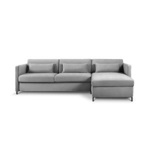 Canapé d'angle droit convertible 4 places en velours gris