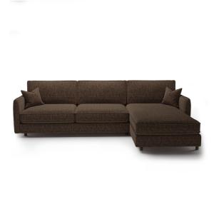 Canapé d'angle droit convertible 4 places en  velours textu…