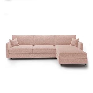 Canapé d'angle droit convertible 4 places en  velours textu…