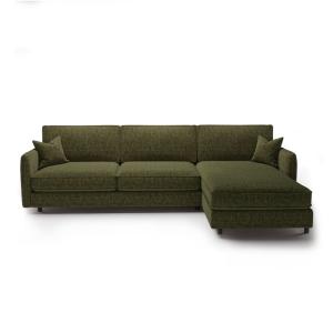Canapé d'angle droit convertible 4 places en  velours textu…