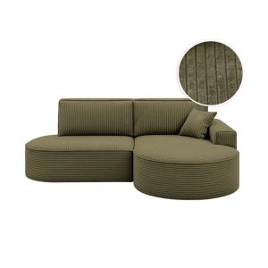 Canapé d'angle droit convertible 4pl MARLO en velours côtel…