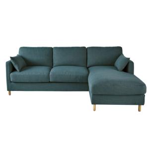 Canapé d'angle droit convertible 5 places bleu pétrole, mat…