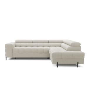 Canapé d'angle droit convertible 5 places en bouclette beig…