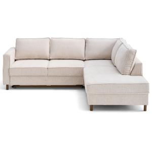 Canapé d'angle droit convertible 5 places en tissu velours…