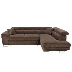 Canapé d'angle droit convertible 5 places en velours côtelé…