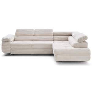 Canapé d'angle droit convertible 5 places en velours grosse…