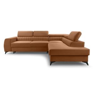 Canapé d'angle droit convertible 5 places en velours terrac…