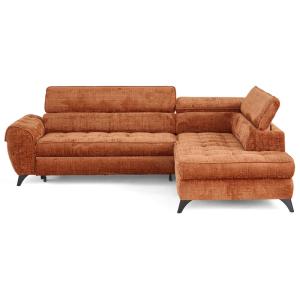 Canapé d'angle droit convertible 5 places en velours textur…