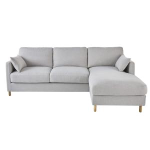 Canapé d'angle droit convertible 5 places gris clair, matel…