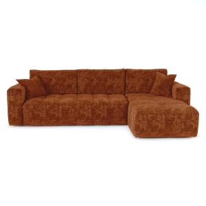 Canapé d'angle droit convertible 5 places velours gaufré te…