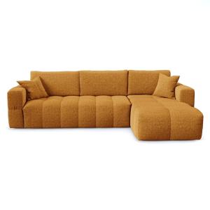 Canapé d'angle droit convertible 5 places velours texturé m…