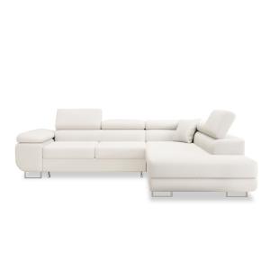 Canapé d'angle droit convertible 6 places en bouclette blan…