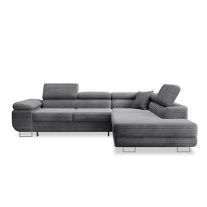 Canapé d'angle droit convertible 6 places en velours côtelé…