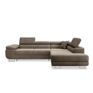 Canapé d'angle droit convertible 6 places en velours côtelé…