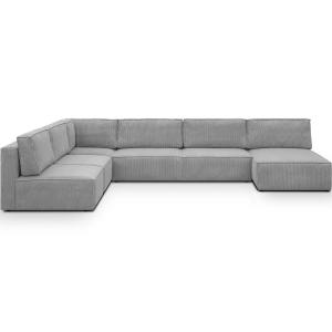 Canapé d'angle droit convertible 9/10 places en velours côt…