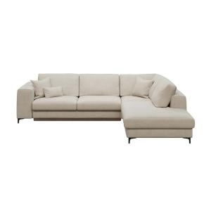 Canapé d'angle droit convertible beige clair 4 places