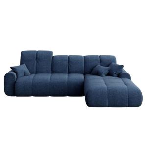 Canapé d'angle droit convertible bleu foncé 4 places