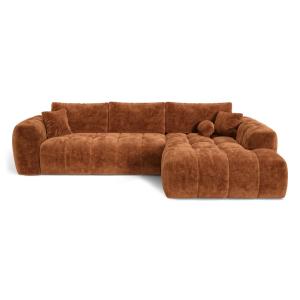 Canapé d'angle droit convertible coffre 5 places velours te…