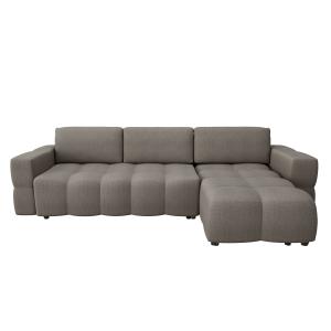 Canapé d'angle droit convertible coffre tissu tramé taupe 2…