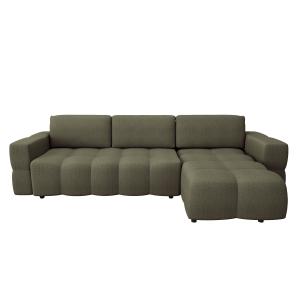 Canapé d'angle droit convertible coffre tissu tramé vert 28…