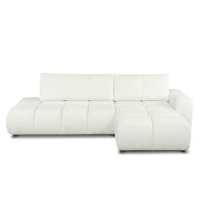 Canapé d'angle droit convertible en tissu 4 places ecru