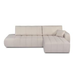 Canapé d'angle droit convertible en tissu 4 places grège