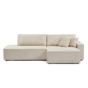 Canapé d'angle droit convertible en velours côtelé 4 places…