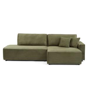 Canapé d'angle droit convertible en velours côtelé 4 places…
