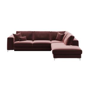 Canapé d'angle droit convertible rose 4 places