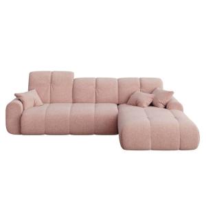 Canapé d'angle droit convertible rose poudré 4 places
