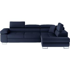 Canapé d'angle droit convertible simili cuir 5 places, bleu…