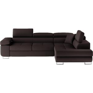 Canapé d'angle droit convertible simili cuir 5 places, choc…