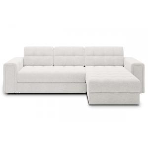 Canapé d'angle droit convertible tissu bouclette ivoire