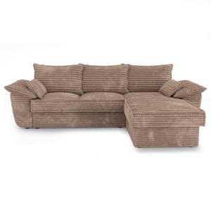 Canapé d'angle droit convertible velours côtelé XXL taupe 2…