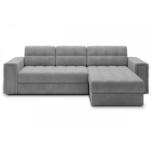 Canapé d'angle droit convertible velours gris 4 places