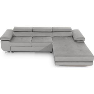 Canapé d'angle droit convertible velours gris 5 places